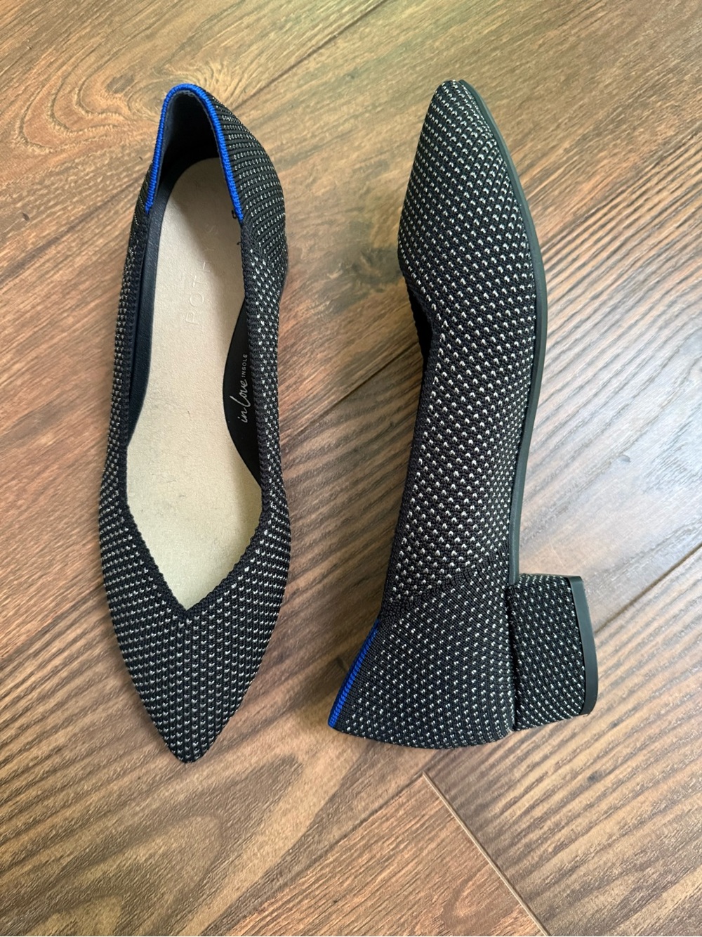 Rothy’s Black Studded Pointed Toe Low Heel Women's Flats
